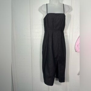 Lulus Black Denim Spaghetti Strap Dress Size EUC